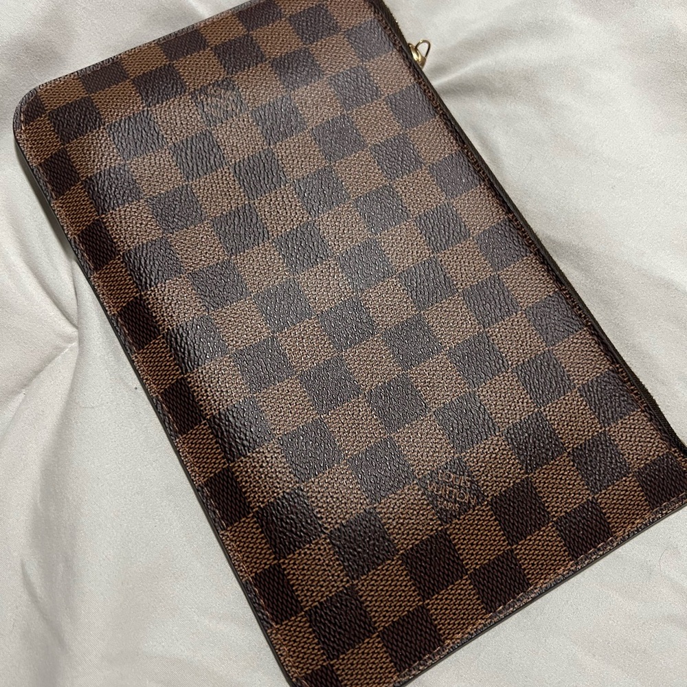 Used Authentic Louis Vuitton Damier Ebene Neverful MM GM Pochette